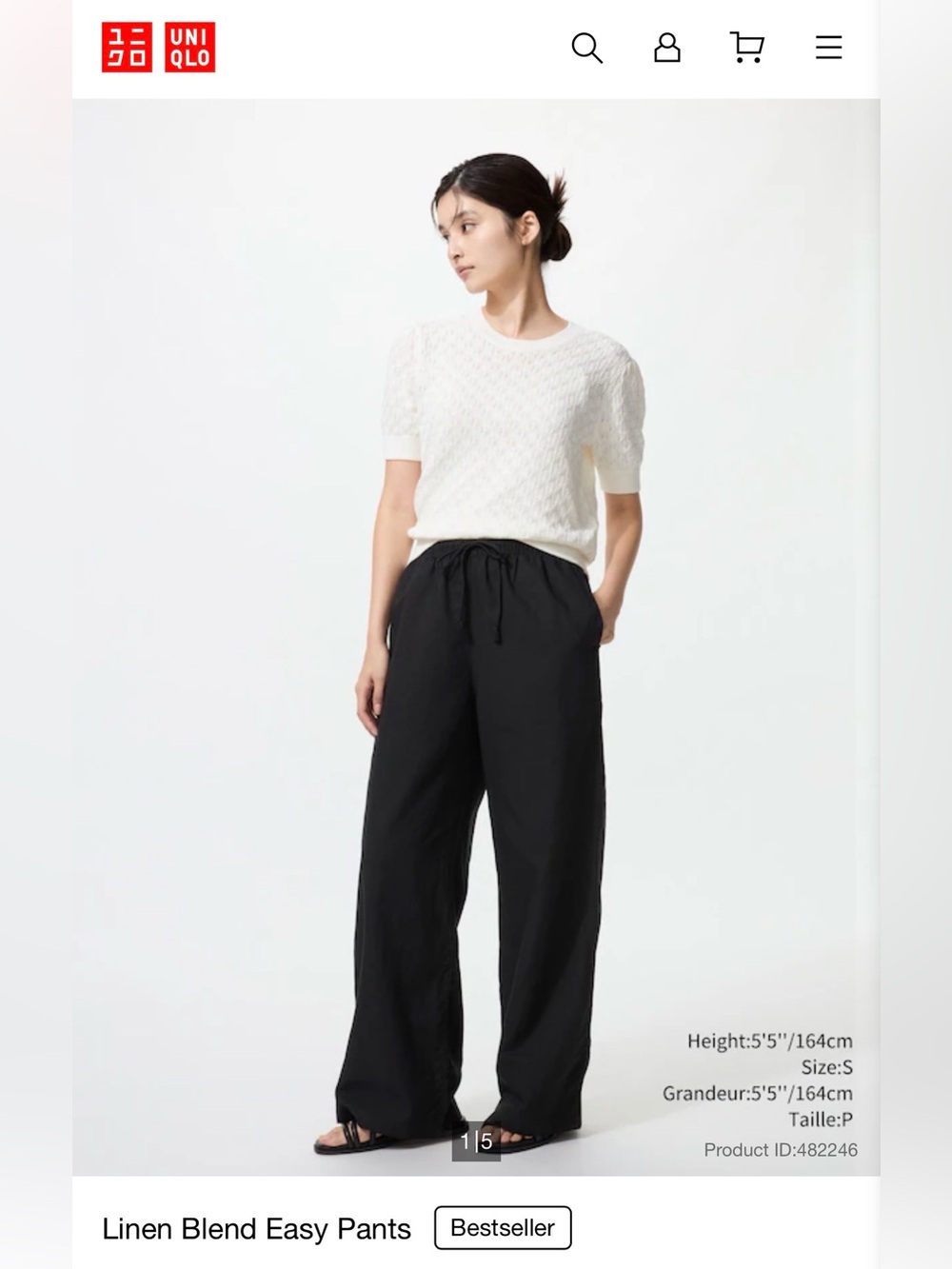 Uniqlo linen blend easy pants in size small